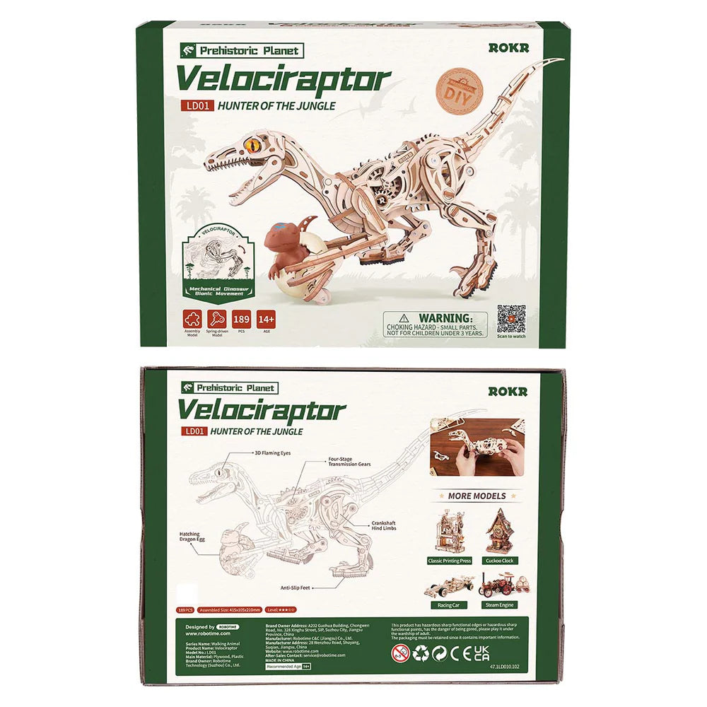ROKR Mechanical 3D Wooden Puzzle- Velociraptor