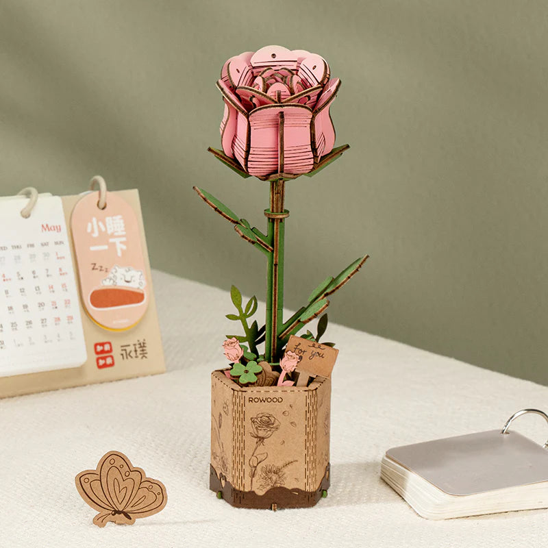 Rowood 3D Wooden Puzzle- Pink Rose
