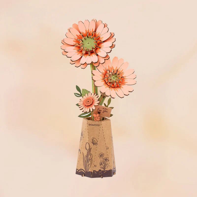 Rowood 3D Wooden Puzzle- Orange Gerbera Daisy