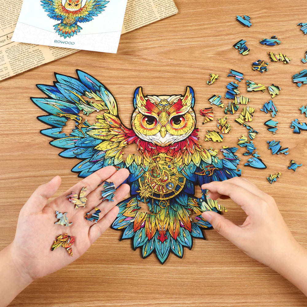 Rowood Colorful Wooden Jigsaw Puzzle- Owl