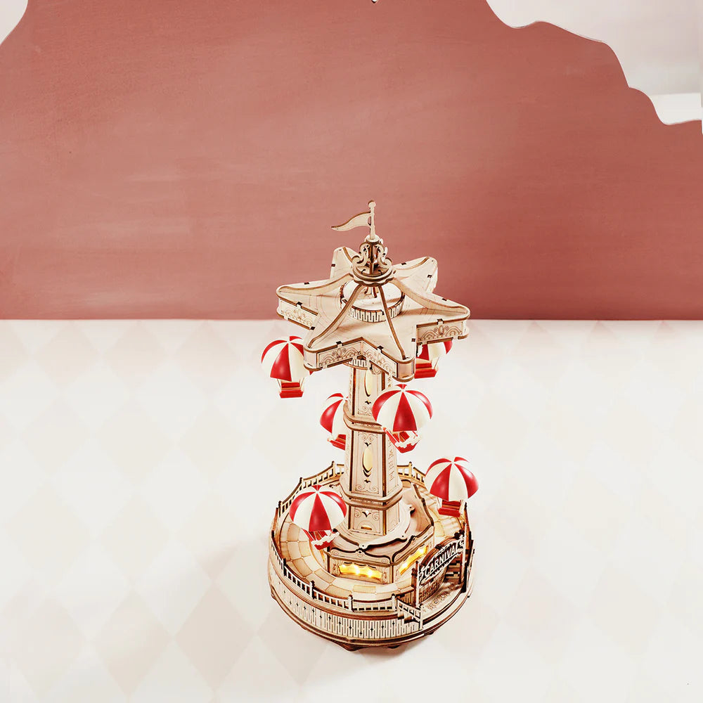 ROKR DIY Music Box 3D Wooden Puzzle- Parachute Tower