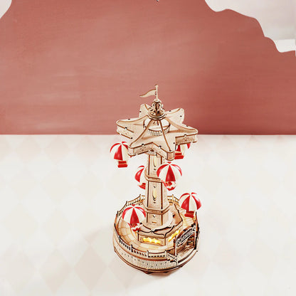 ROKR DIY Music Box 3D Wooden Puzzle- Parachute Tower