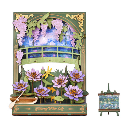 Rowood Wall Art 3D Wooden Puzzle- Glittering Water Lily