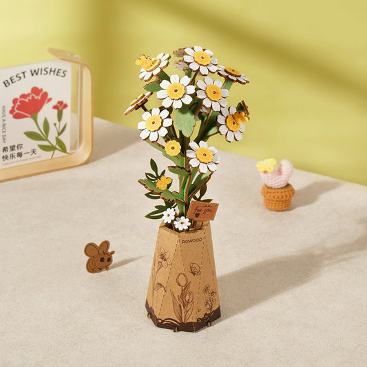 Rowood 3D Wooden Puzzle - Wooden Flower Chamomile