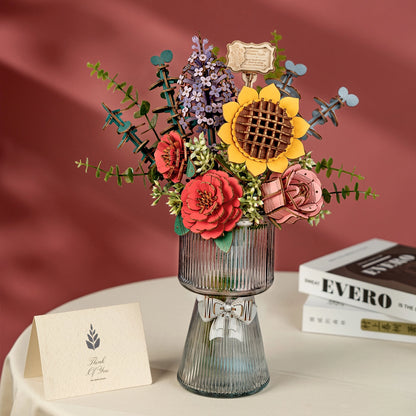 Rowood 3D Wooden Puzzle - Wooden Flower Bouquet