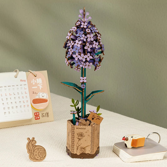 Rowood 3D Wooden Puzzle - Wooden Flower Lilac