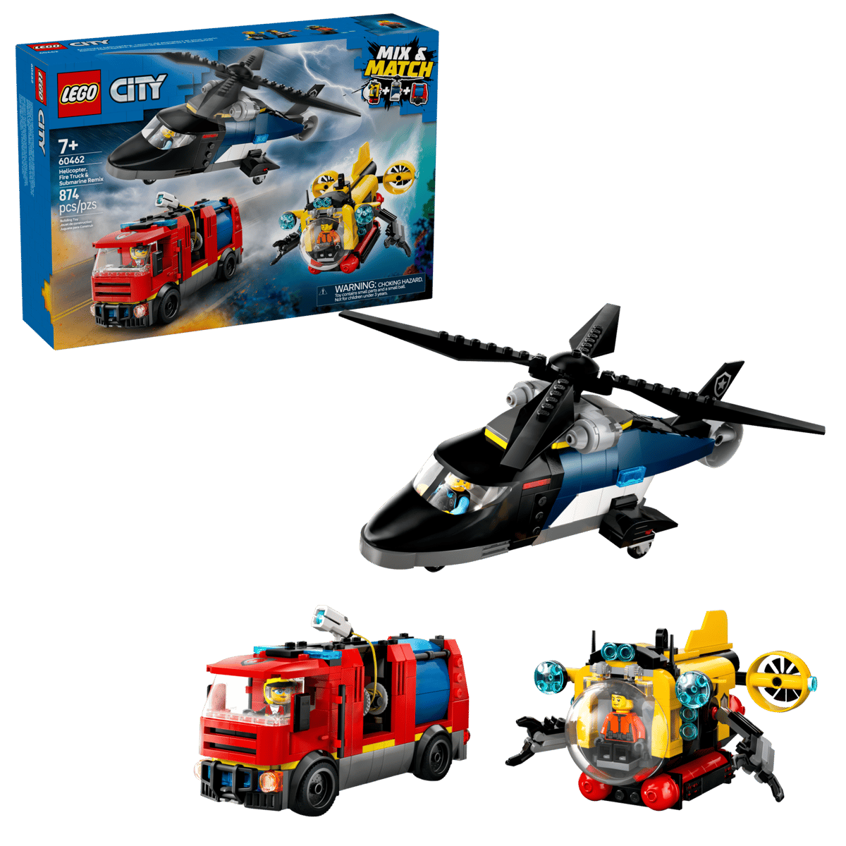 LEGO® City Helicopter, Fire Truck & Submarine Remix