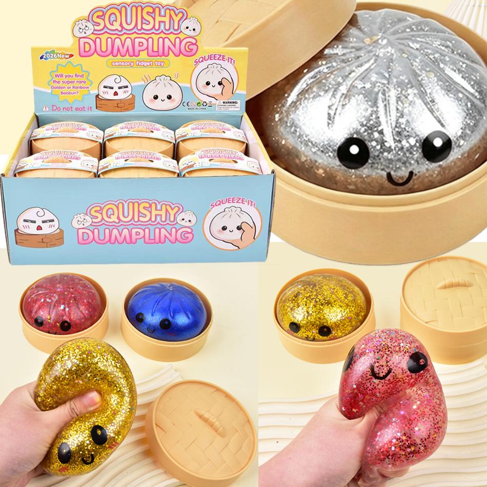 Dumpling Squishy Glitter assorted surprise stress-relief toy 10cm