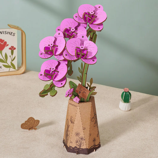 Rowood  3D Wooden Puzzle- Purple Moth Orchid