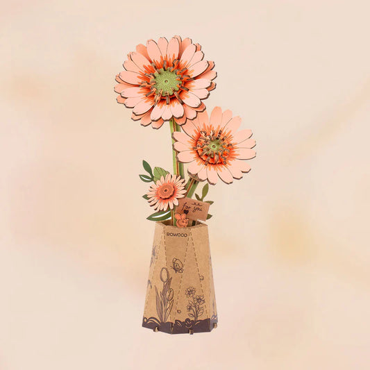 Rowood  3D Wooden Puzzle- Orange Gerbera Daisy