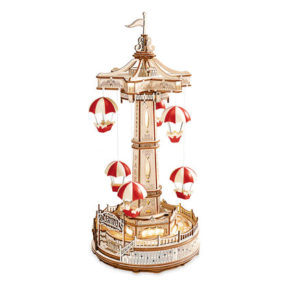 ROKR DIY Music Box 3D Wooden Puzzle- Parachute Tower