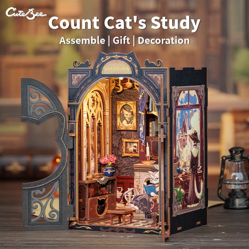 CuteBee Book Nooks- Count Cat´s Study