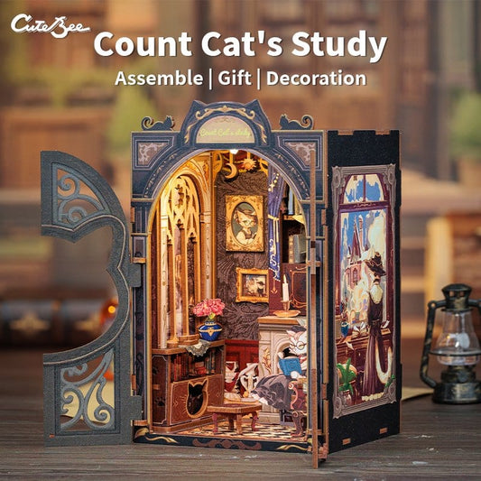 CuteBee Book Nooks- Count Cat´s Study