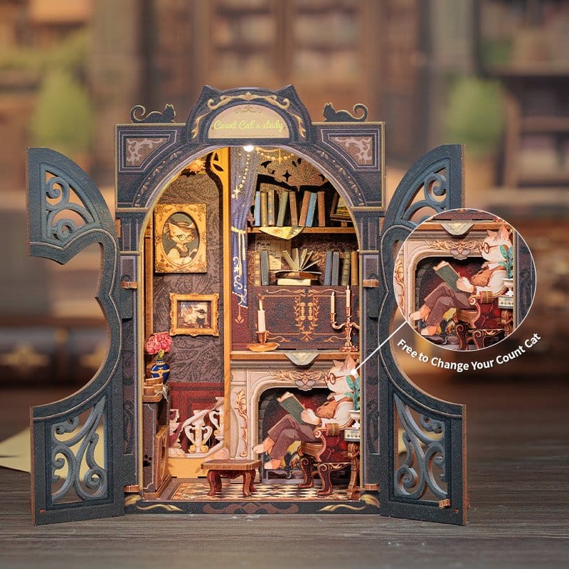 CuteBee Book Nooks- Count Cat´s Study